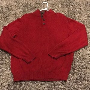 4-button; small turtle neck, zip sweater